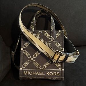 Michael Kors Black and Gold Mini Messenger Bag
